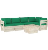 VidaXL 6-delige Loungeset met kussens pallet vurenhout