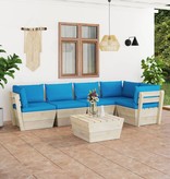 VidaXL 6-delige Loungeset met kussens pallet vurenhout