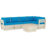 VidaXL 6-delige Loungeset met kussens pallet vurenhout