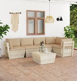 VidaXL 6-delige Loungeset met kussens pallet vurenhout