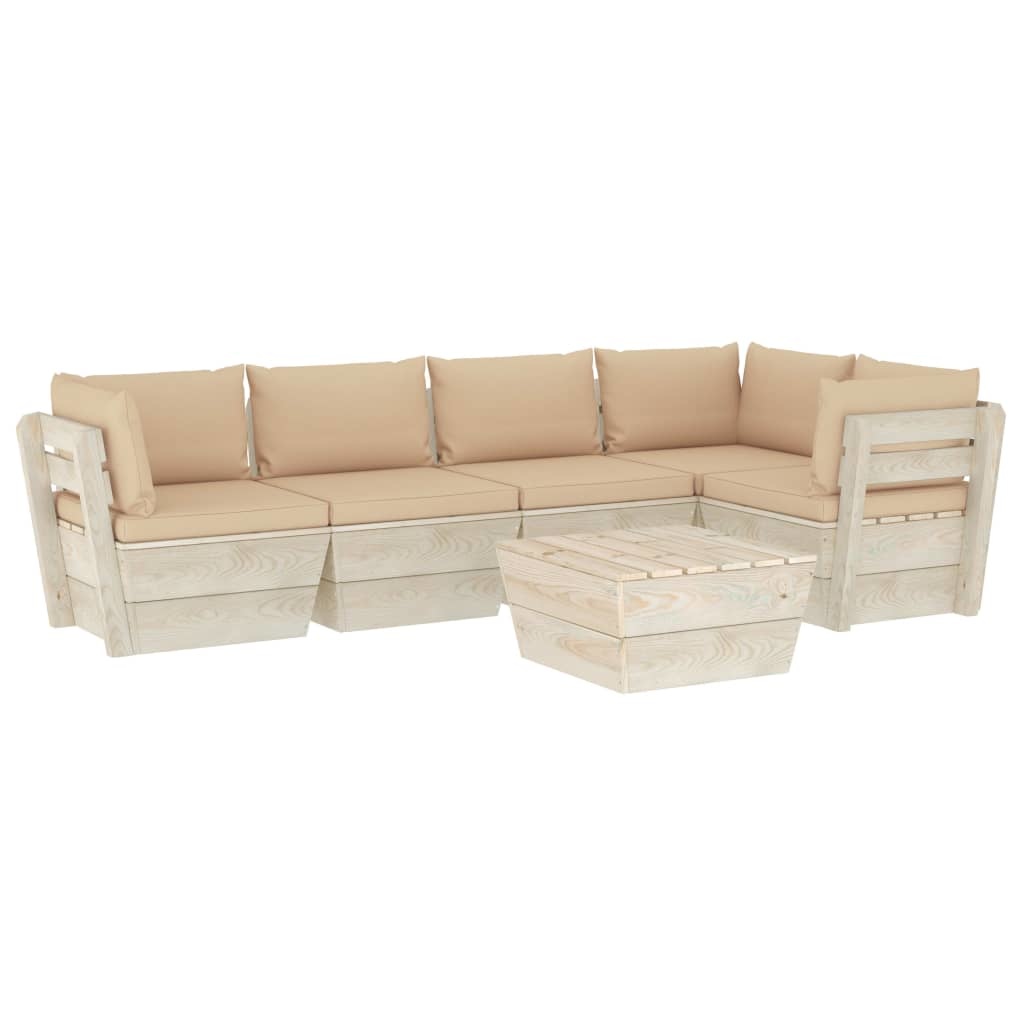 VidaXL 6-delige Loungeset met kussens pallet vurenhout