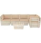 VidaXL 6-delige Loungeset met kussens pallet vurenhout