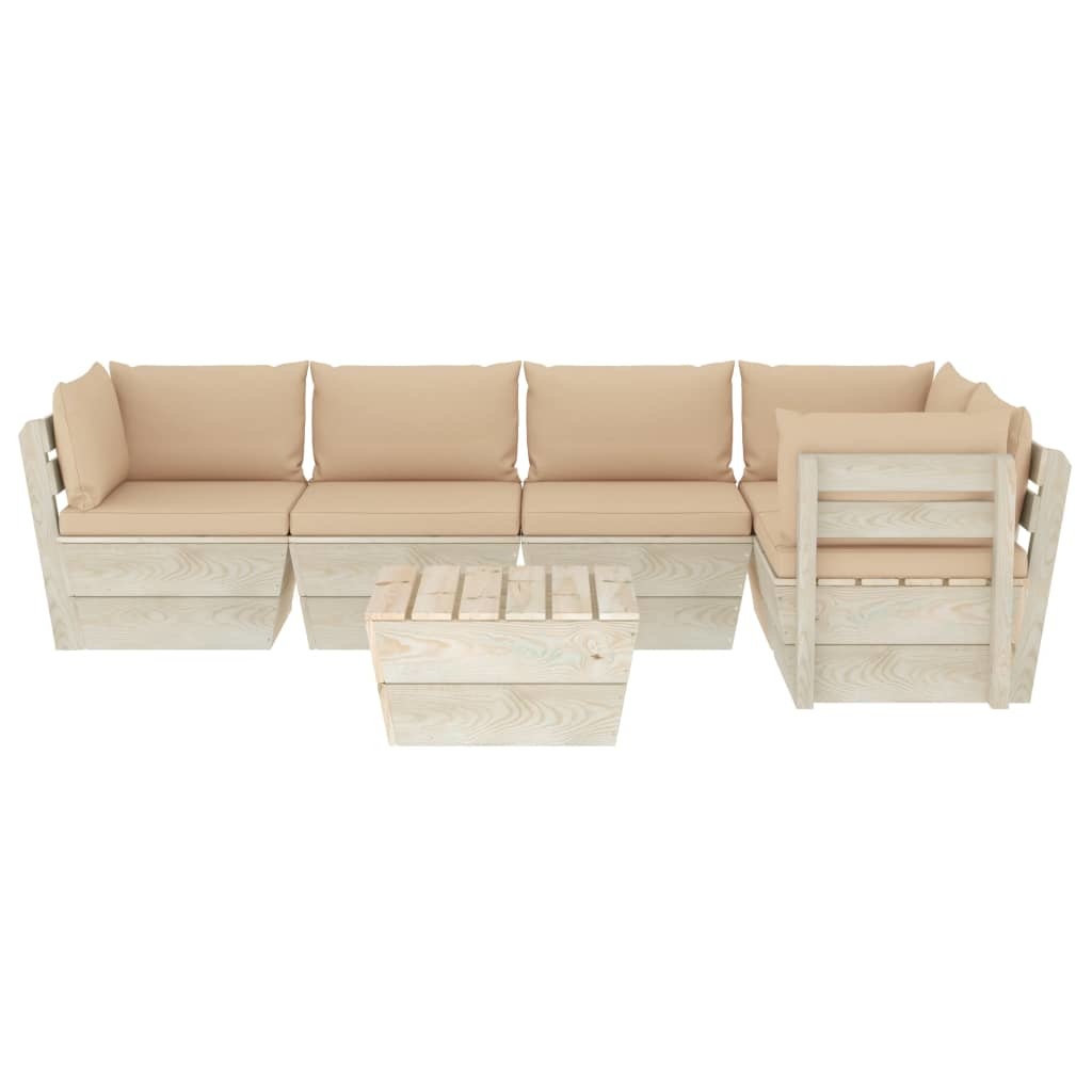 VidaXL 6-delige Loungeset met kussens pallet vurenhout