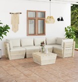 VidaXL 6-delige Loungeset met kussens pallet vurenhout