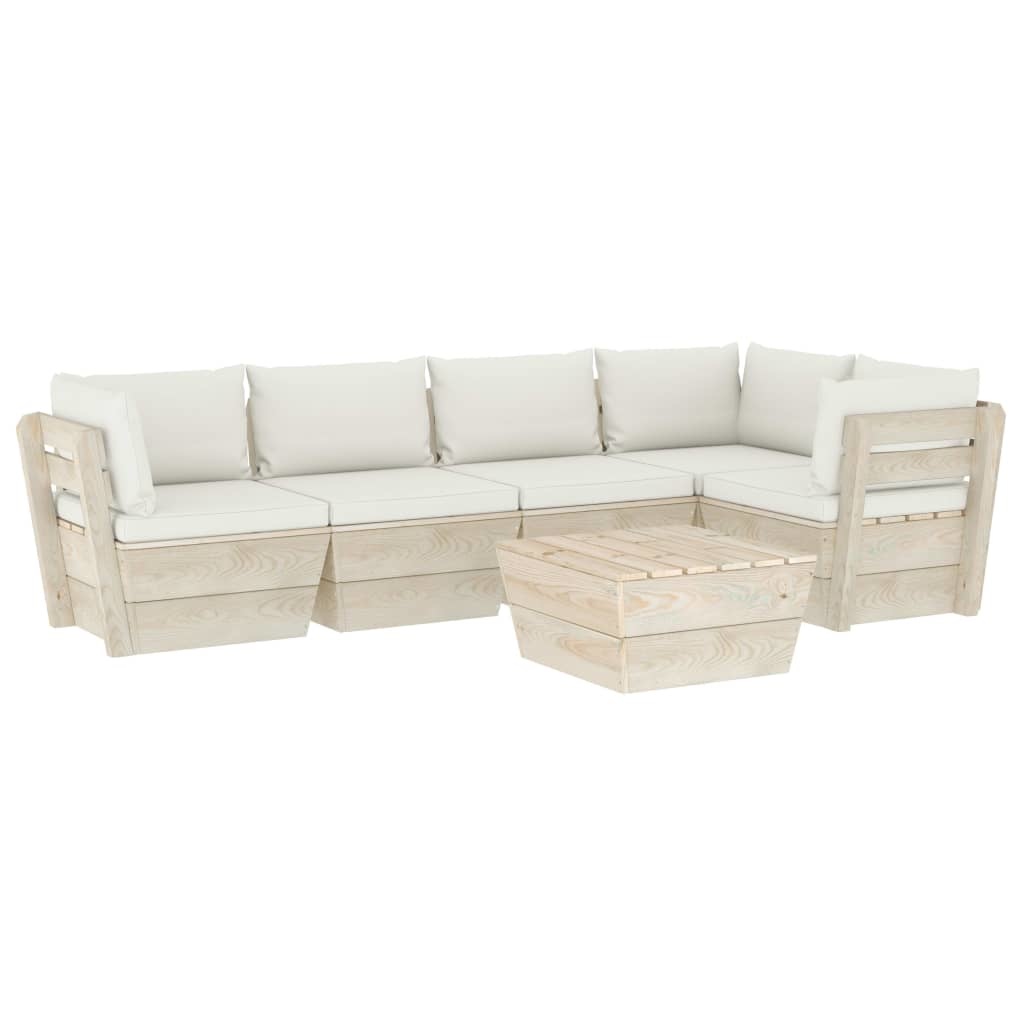 VidaXL 6-delige Loungeset met kussens pallet vurenhout