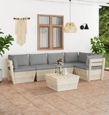 VidaXL 6-delige Loungeset met kussens pallet vurenhout