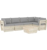 VidaXL 6-delige Loungeset met kussens pallet vurenhout