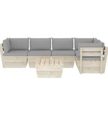 VidaXL 6-delige Loungeset met kussens pallet vurenhout