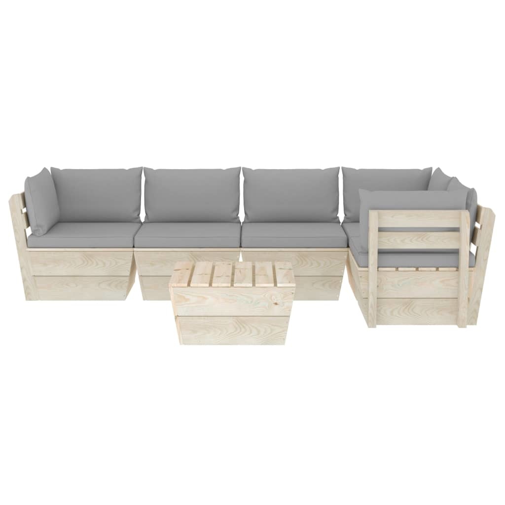 VidaXL 6-delige Loungeset met kussens pallet vurenhout