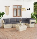 VidaXL 6-delige Loungeset met kussens pallet vurenhout