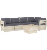 VidaXL 6-delige Loungeset met kussens pallet vurenhout