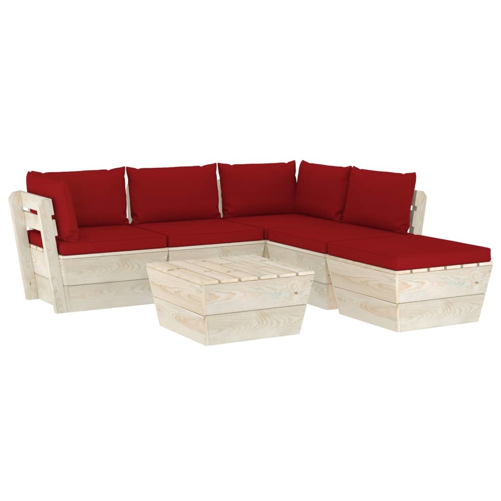 VidaXL 6-delige Loungeset met kussens pallet vurenhout