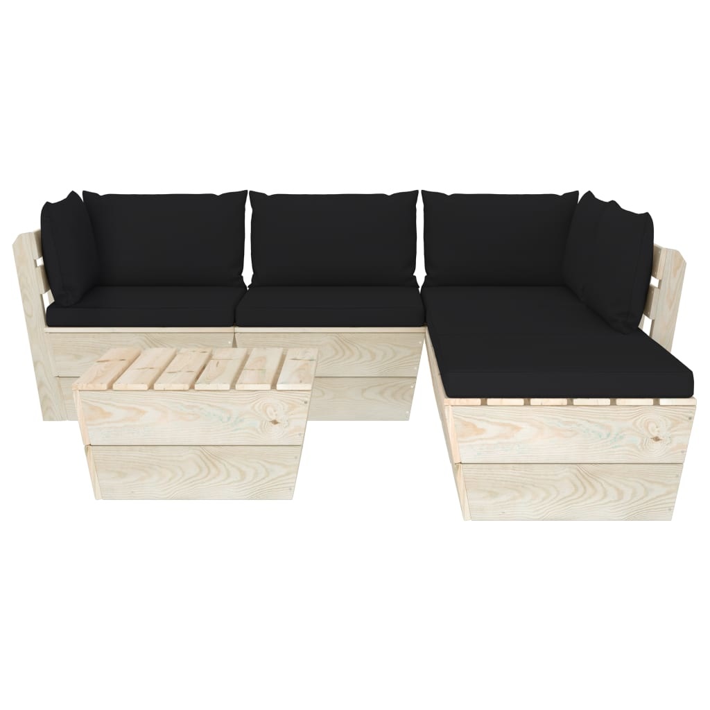 VidaXL 6-delige Loungeset met kussens pallet vurenhout