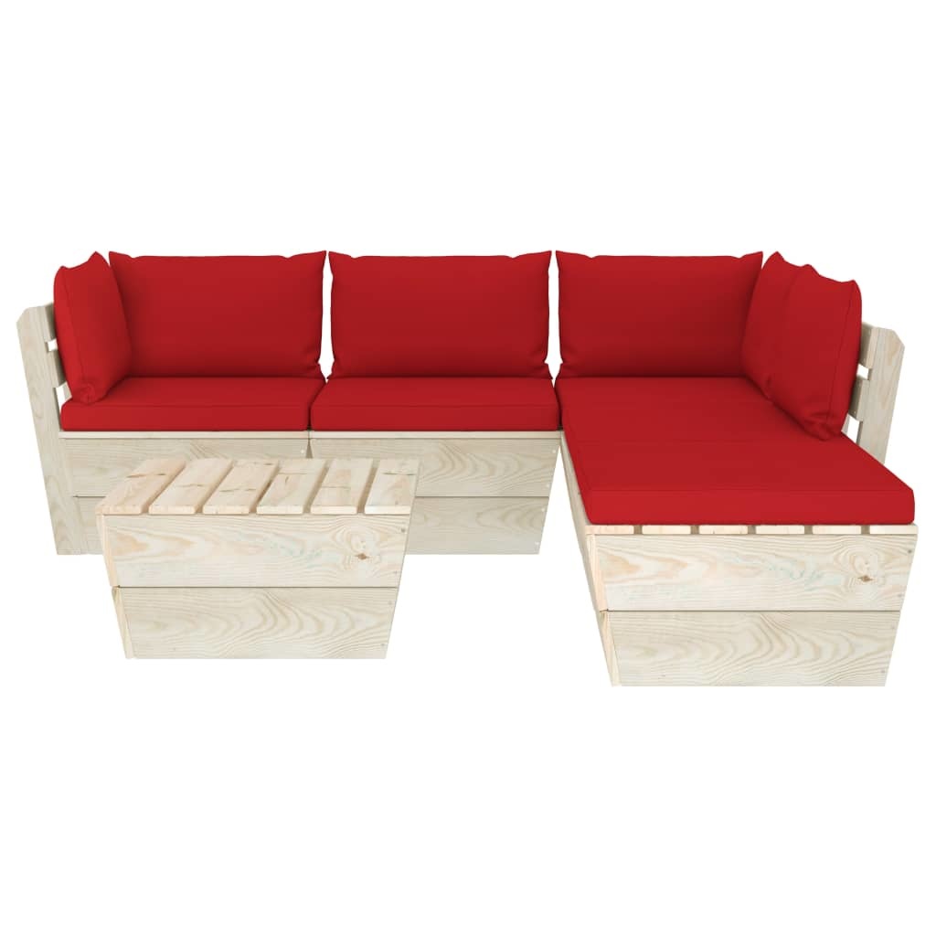VidaXL 6-delige Loungeset met kussens pallet vurenhout