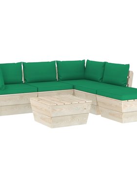 VidaXL 6-delige Loungeset met kussens pallet vurenhout