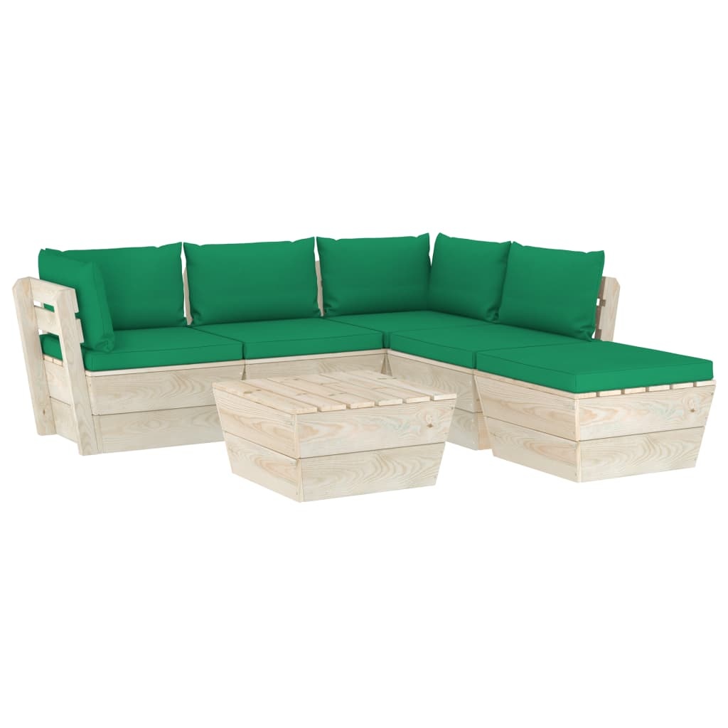 VidaXL 6-delige Loungeset met kussens pallet vurenhout