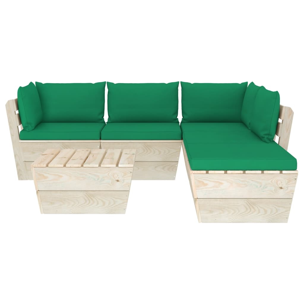 VidaXL 6-delige Loungeset met kussens pallet vurenhout