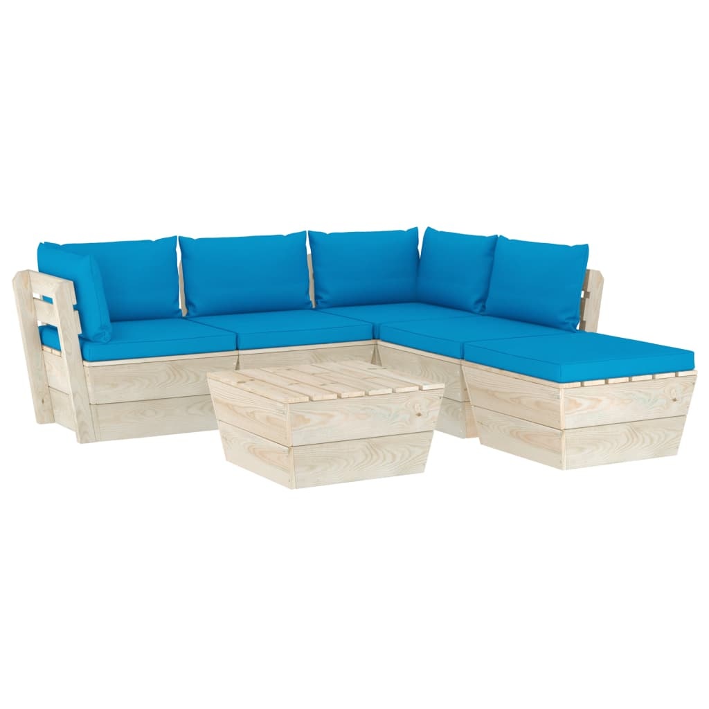 vidaXL 6-delige Loungeset met kussens pallet vurenhout