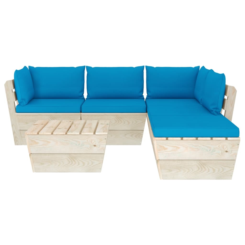 vidaXL 6-delige Loungeset met kussens pallet vurenhout