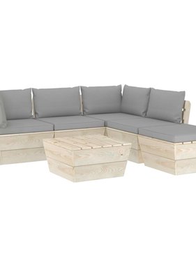 VidaXL 6-delige Loungeset met kussens pallet vurenhout