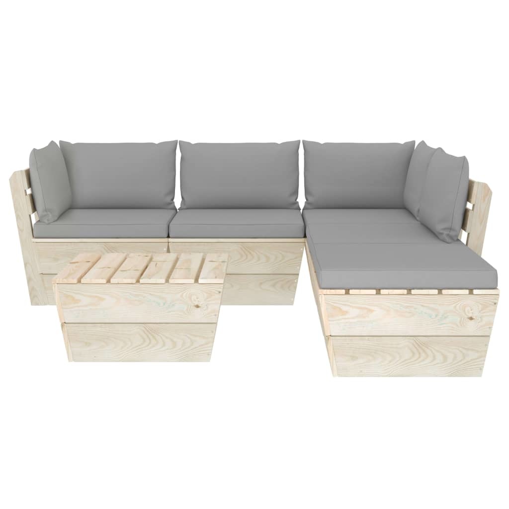 VidaXL 6-delige Loungeset met kussens pallet vurenhout