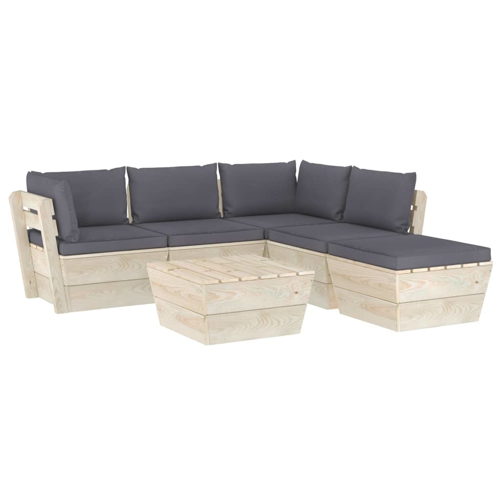 VidaXL 6-delige Loungeset met kussens pallet vurenhout