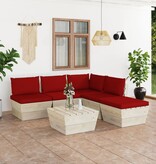 VidaXL 6-delige Loungeset met kussens pallet vurenhout
