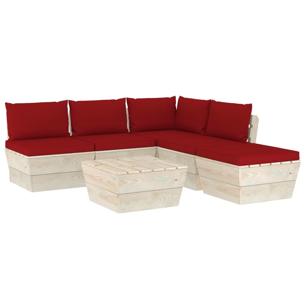 VidaXL 6-delige Loungeset met kussens pallet vurenhout
