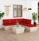 VidaXL 6-delige Loungeset met kussens pallet vurenhout