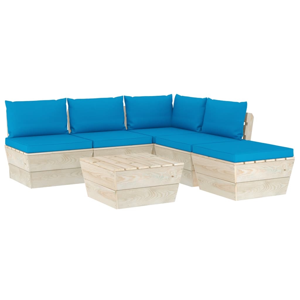 VidaXL 6-delige Loungeset met kussens pallet vurenhout