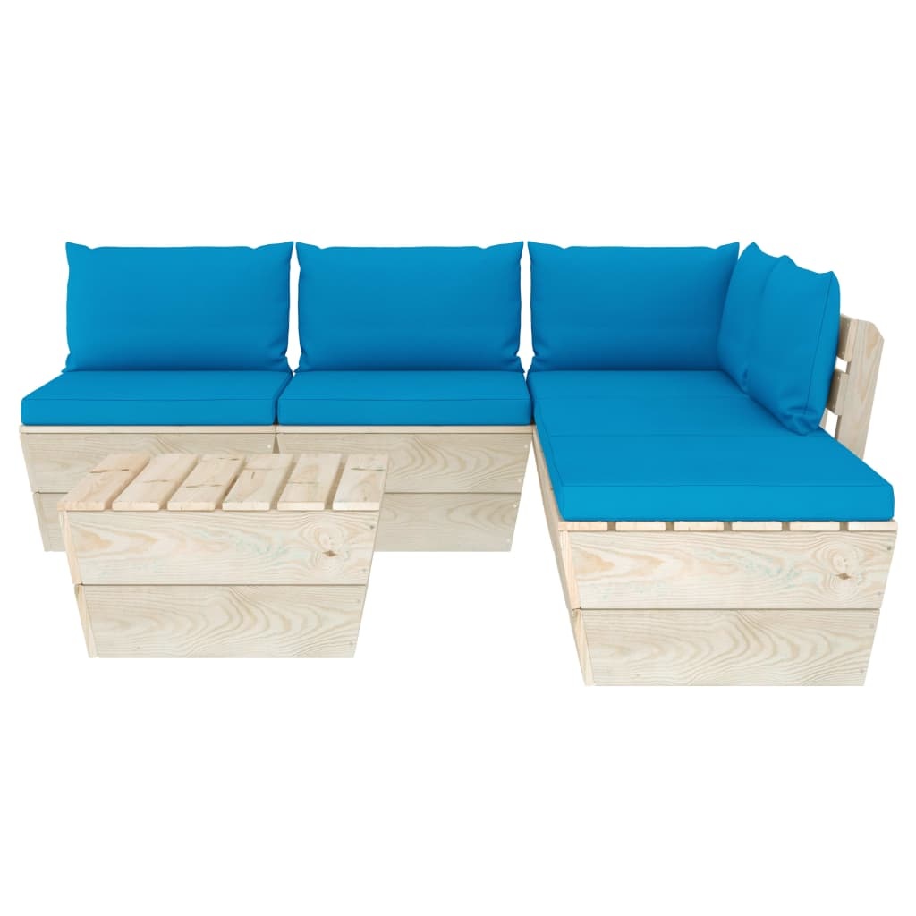 VidaXL 6-delige Loungeset met kussens pallet vurenhout