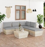 VidaXL 6-delige Loungeset met kussens pallet vurenhout
