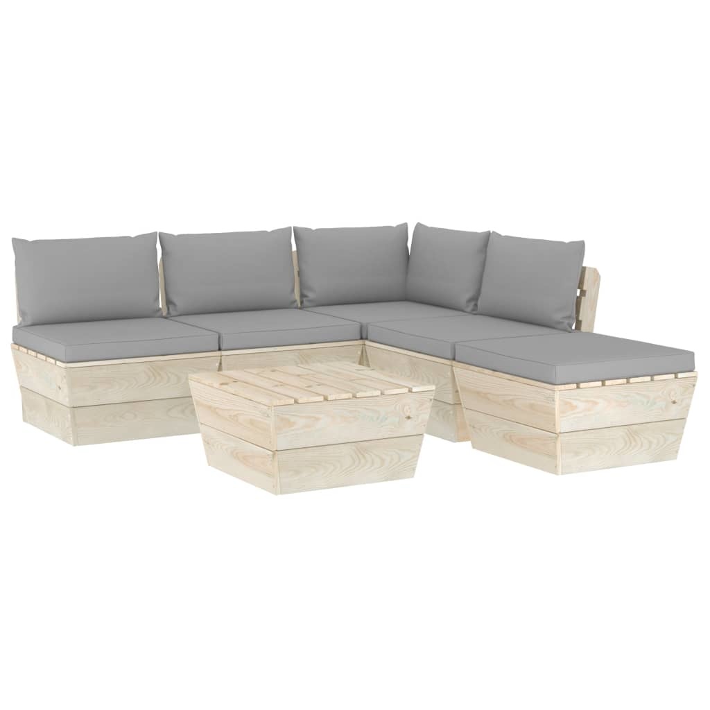 VidaXL 6-delige Loungeset met kussens pallet vurenhout