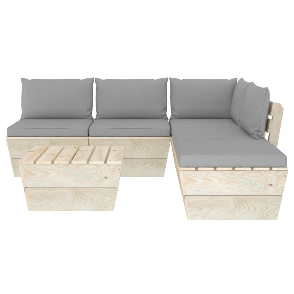 VidaXL 6-delige Loungeset met kussens pallet vurenhout