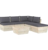 VidaXL 6-delige Loungeset met kussens pallet vurenhout
