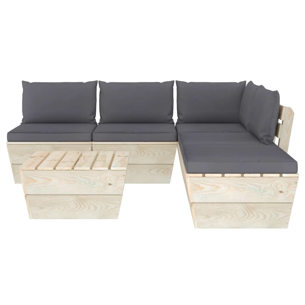 VidaXL 6-delige Loungeset met kussens pallet vurenhout
