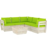 VidaXL 6-delige Loungeset met kussens pallet vurenhout