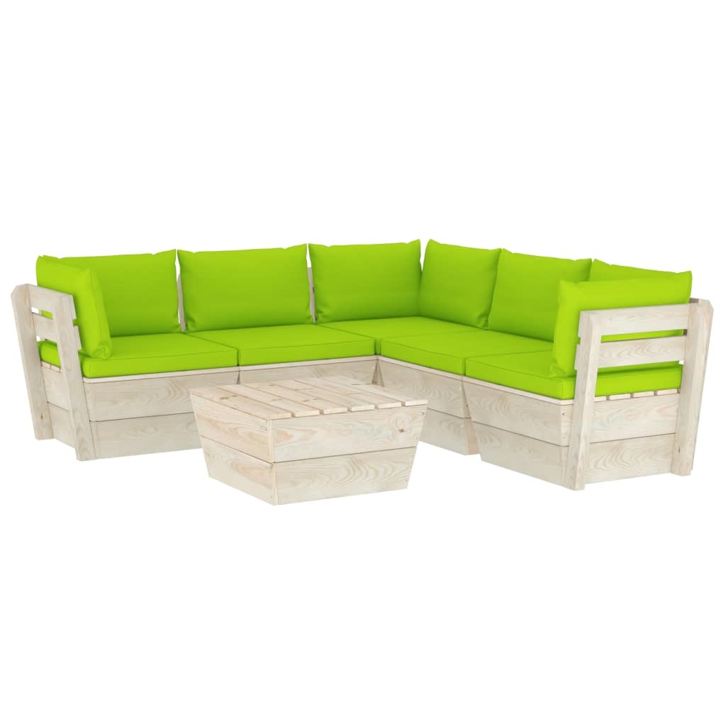 VidaXL 6-delige Loungeset met kussens pallet vurenhout
