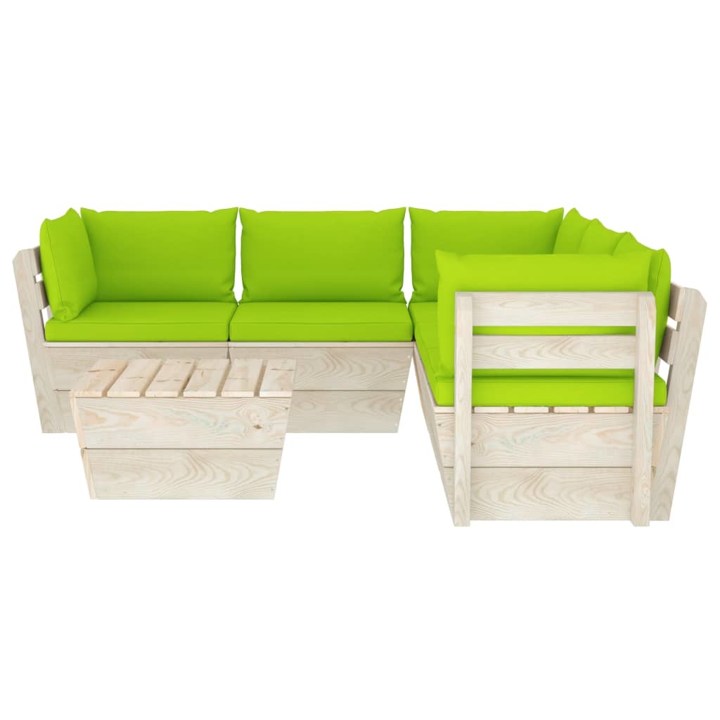 VidaXL 6-delige Loungeset met kussens pallet vurenhout