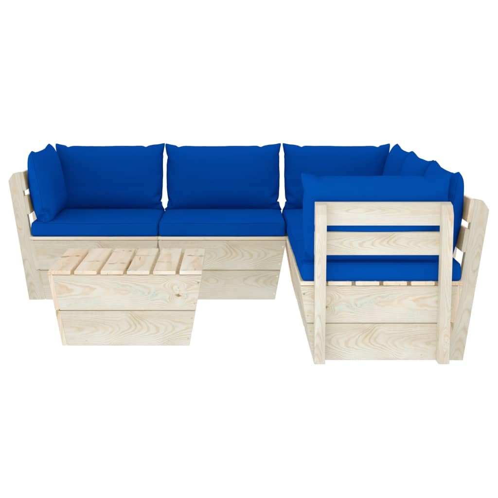 VidaXL 6-delige Loungeset met kussens pallet vurenhout