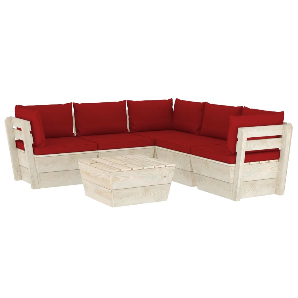 VidaXL 6-delige Loungeset met kussens pallet vurenhout