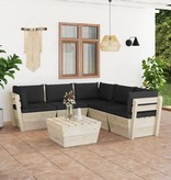 VidaXL 6-delige Loungeset met kussens pallet vurenhout