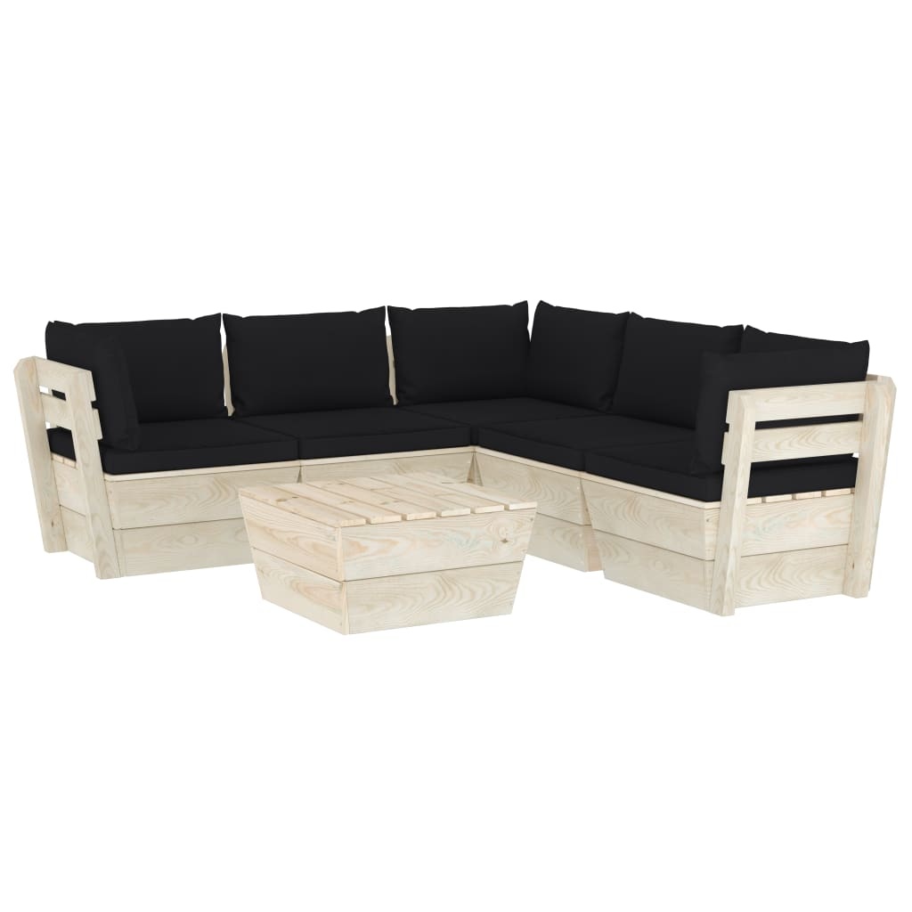 VidaXL 6-delige Loungeset met kussens pallet vurenhout