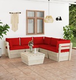 VidaXL 6-delige Loungeset met kussens pallet vurenhout