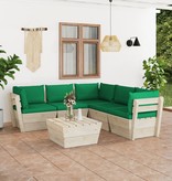 VidaXL 6-delige Loungeset met kussens pallet vurenhout