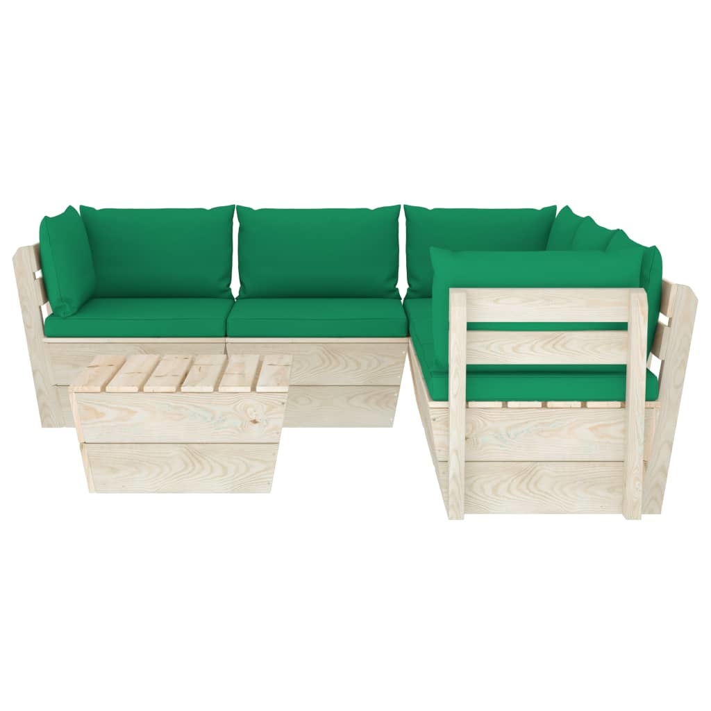 VidaXL 6-delige Loungeset met kussens pallet vurenhout