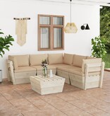 VidaXL 6-delige Loungeset met kussens pallet vurenhout