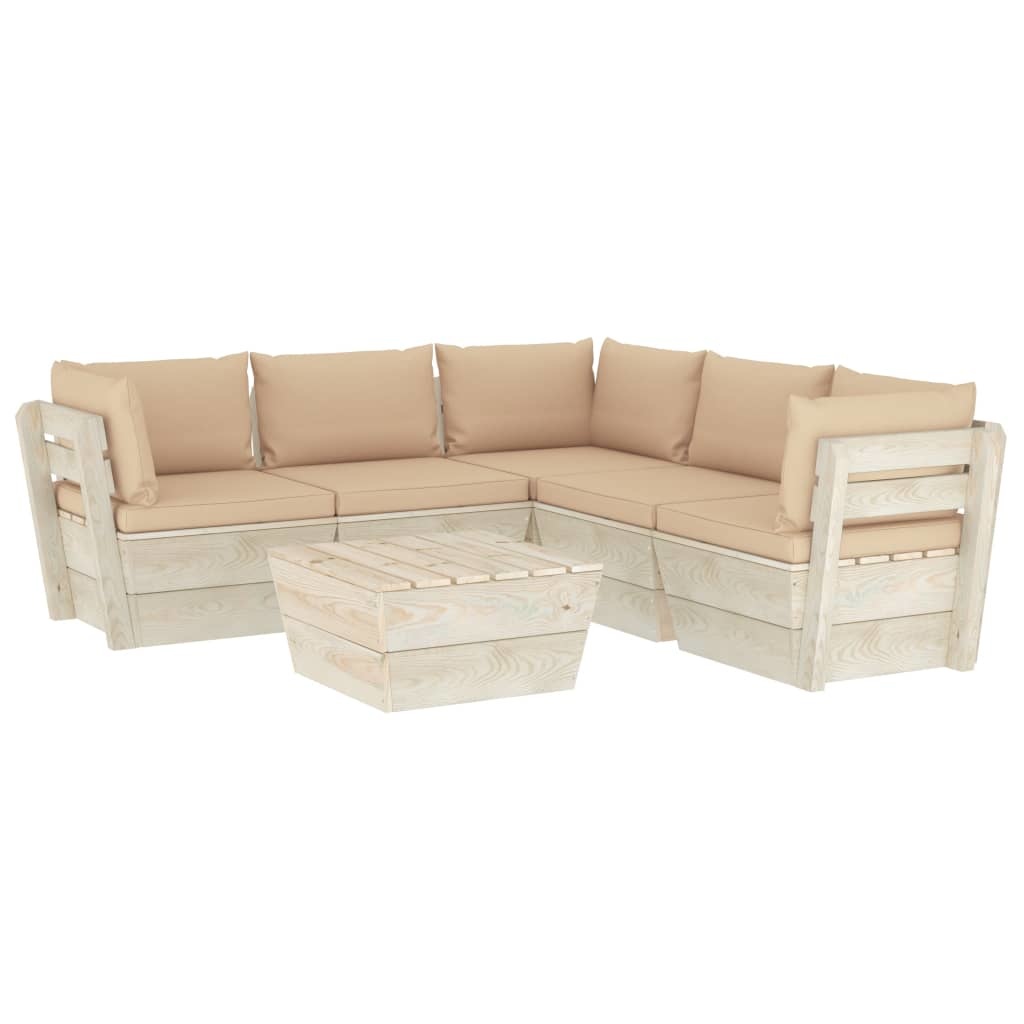 VidaXL 6-delige Loungeset met kussens pallet vurenhout