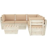 VidaXL 6-delige Loungeset met kussens pallet vurenhout