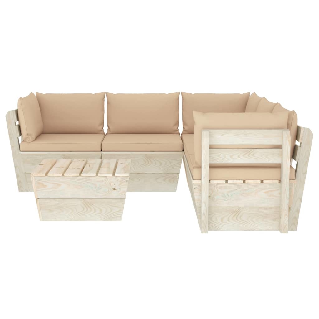 VidaXL 6-delige Loungeset met kussens pallet vurenhout